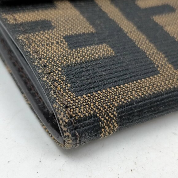 Authentic Fendi Brown Canvas Leather Wallet mn258-113025 - Picture 4 of 9